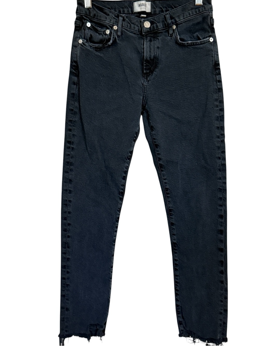 AGOLDE Toni Mid Rise Straight Jeans Black Raw Hem Women’s Size 26 A133D-3002